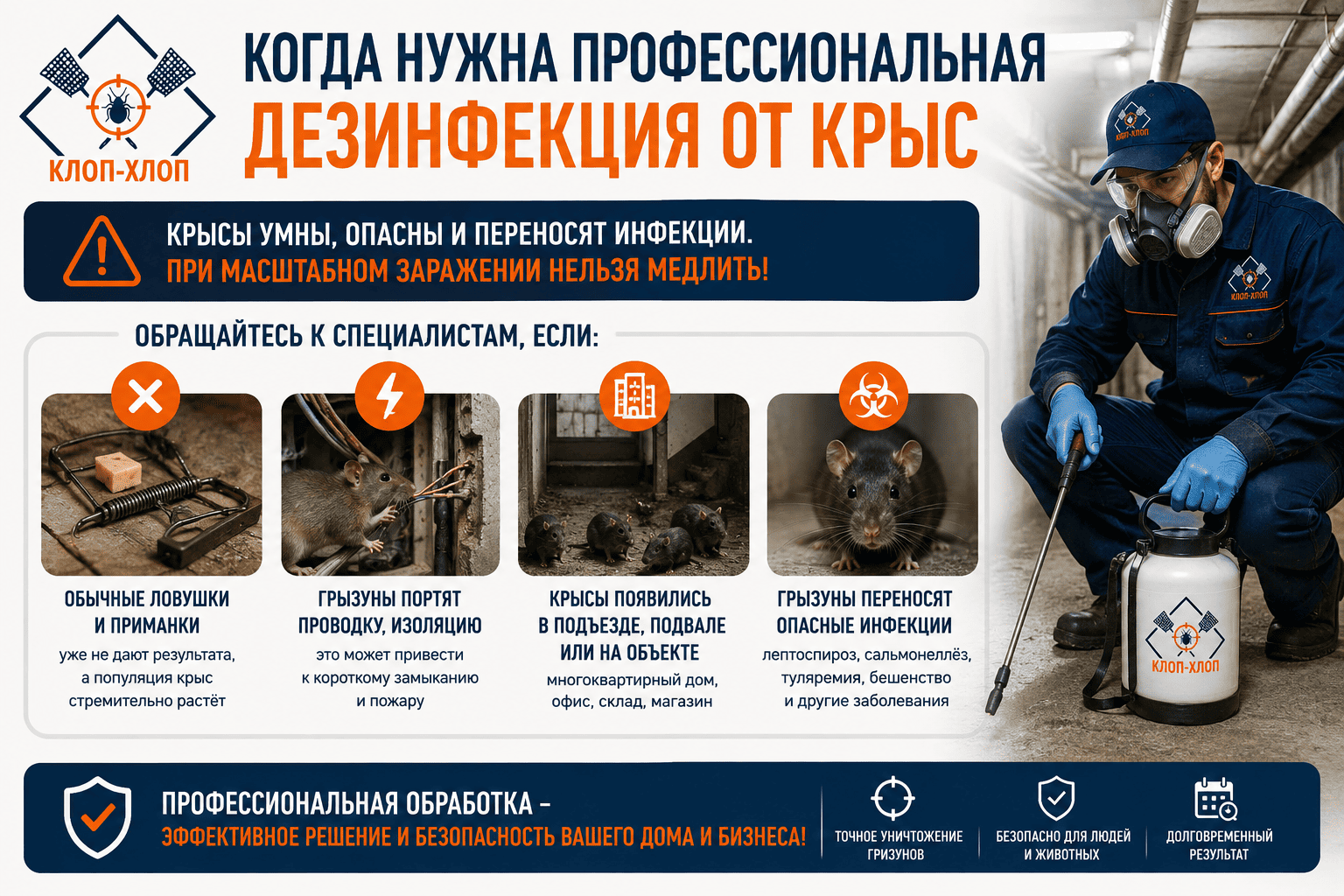 Когда нужна профессиональная помощь от крыс